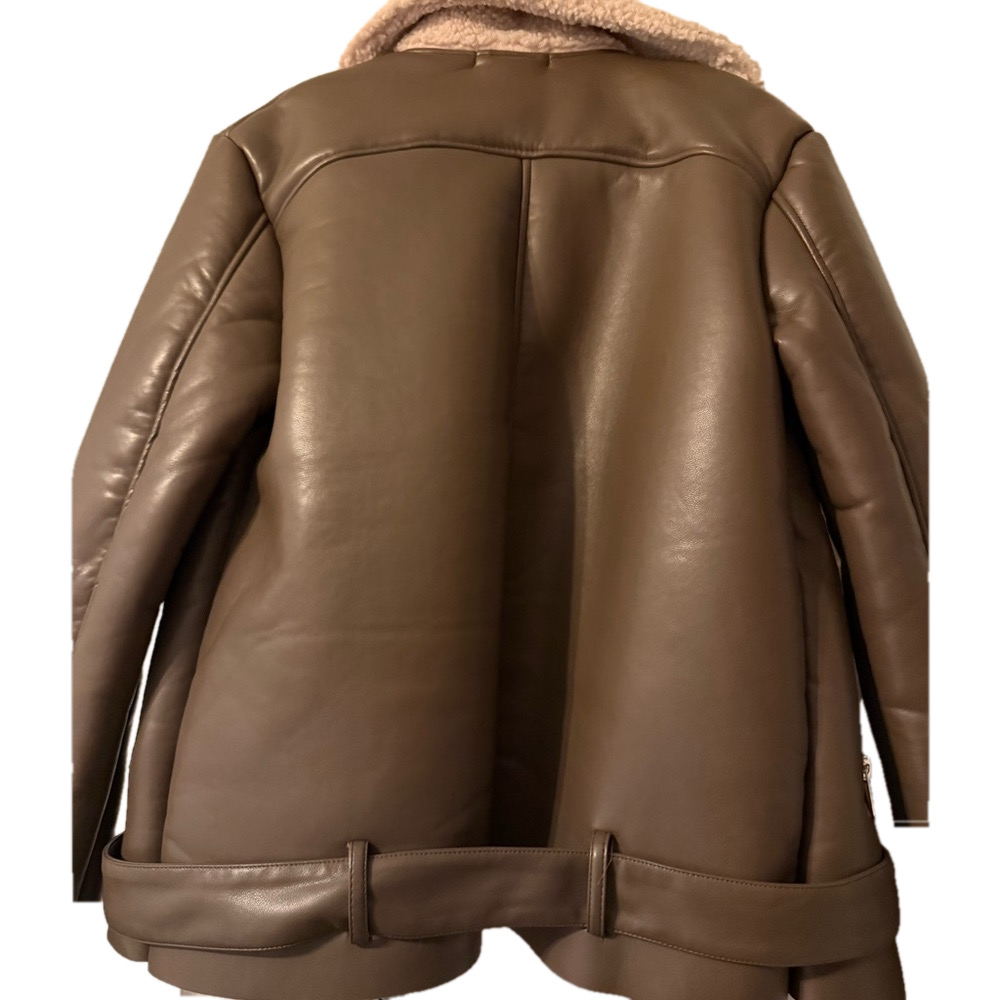 Glamorous Faux Shearling Leather Coat GUC - Picture 8 of 8